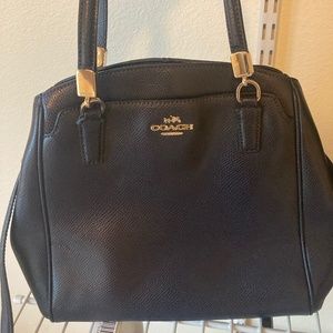 Coach navy blue leather satchel crossbody